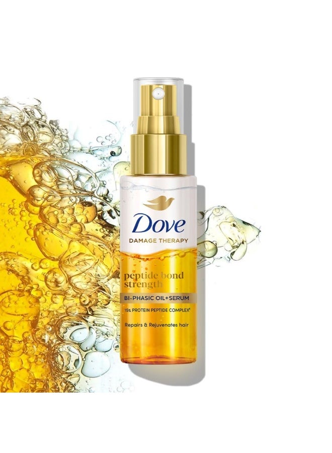Dove Peptide Bond Strength Bi-Phasic Oil+Serum|12 % PROTEIN PEPTIDE Complex| Extremly lightweight |Reconstructs Broken Bonds to repairs & Rejuvenate hair from within 50ml - Image 2